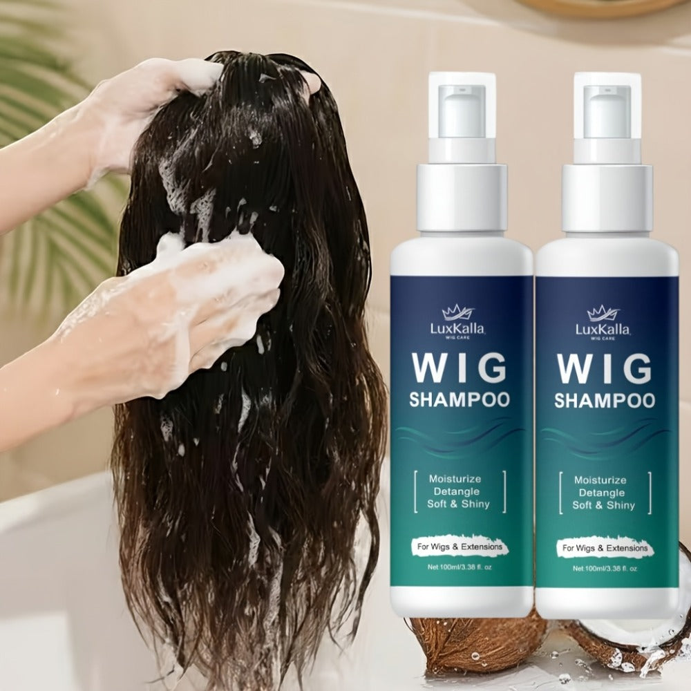 Synthetic Hair Shampoo 2-in-1 | Deep Cleansing Revitalizing Moisturizing Detangling | Soak & Rinse Formula for Wigs & Extensions | 2-Pack