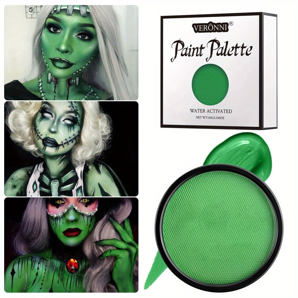 Water Based Face Paint Kit, Black & White Water Activated Face Body Painting Makeup Palette Cosplay Halloween Paint Palette with 10 Brushes