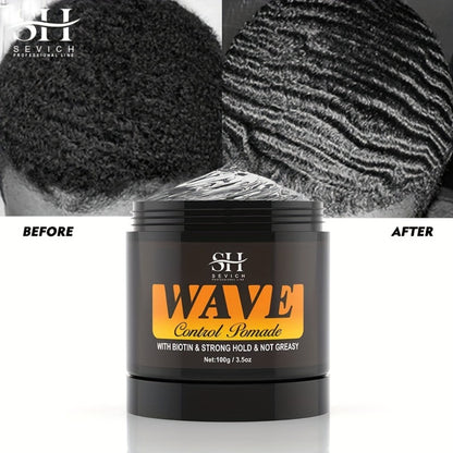 360 Wave Pomade for Men — Strong Hold Hair Styling with Silky Shine & Layered Wave Control, Glycerin Formula, 4-Piece or 5-Piece Set with Silky Durag & Wave Brush, 100g