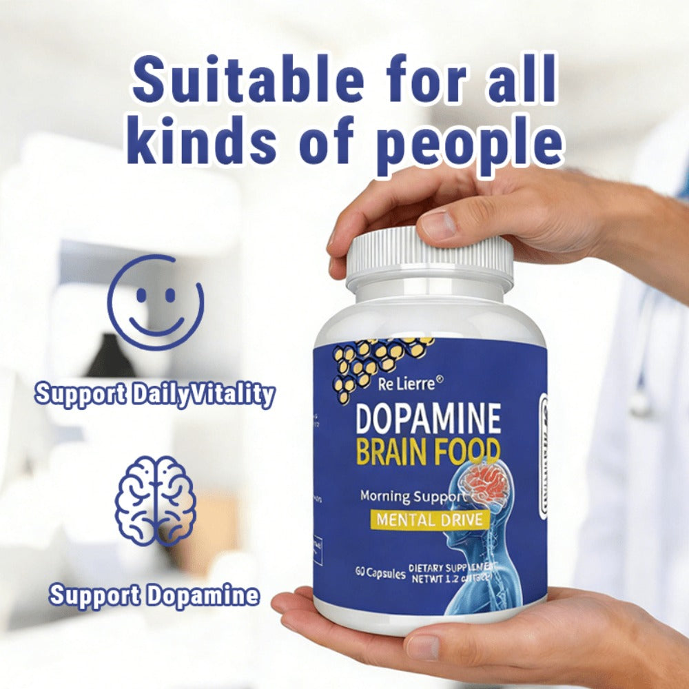 [Brain Support & Sleep] Relierre Dopamine Brain Support Capsules with Magnesium & Magnesium Glycinate, Focus & Restorative Sleep, High Potency Nootropic for Mental Clarity & Vitality