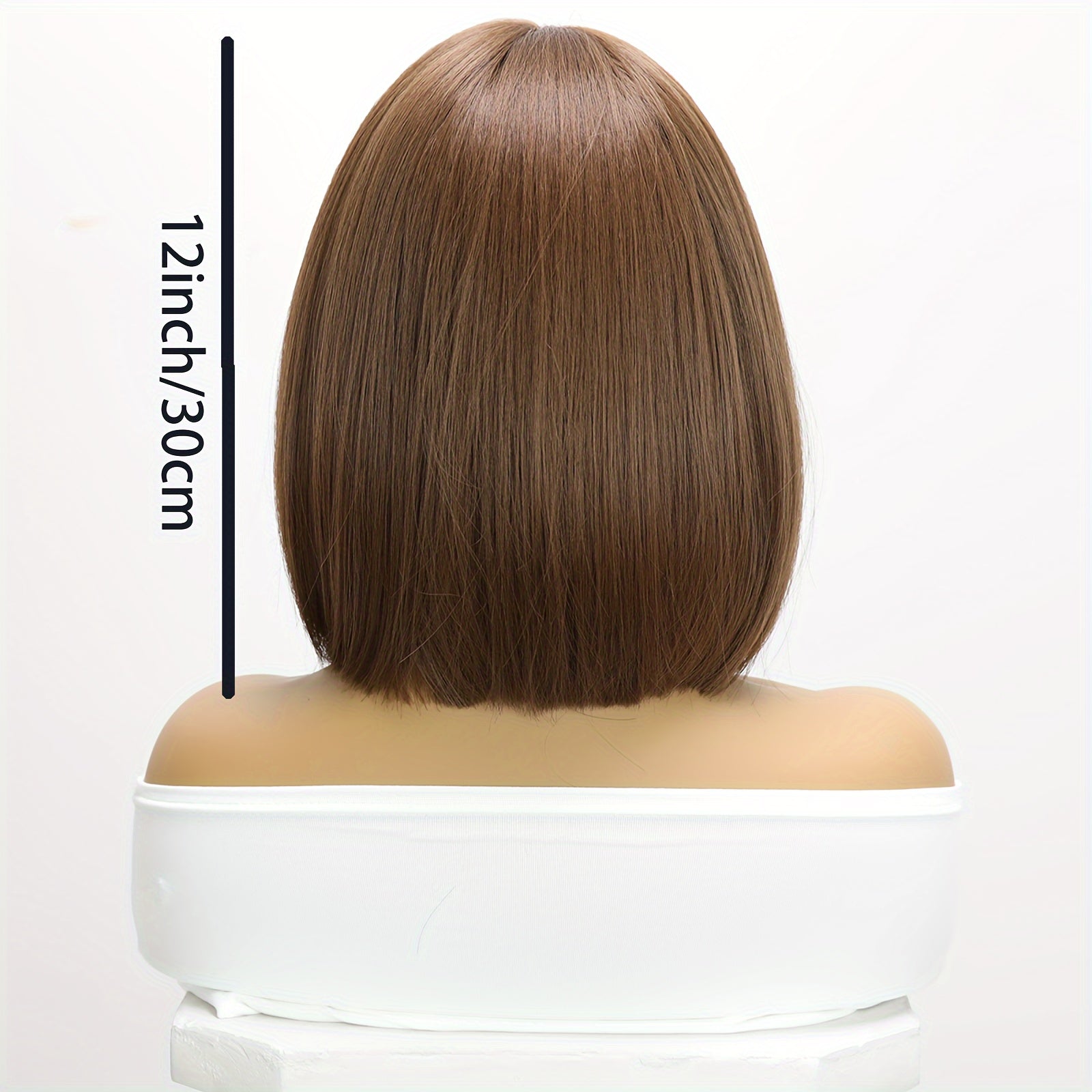 12-inch Light Brown Bangs Ladies Wig-daily Wear And Party Animation Role-playing Wig
