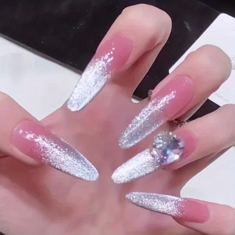 White Elf Glitter Gel Nail Polish, Upgraded Shimmer White Semi-Permanent LED Curing Polygel, Gelly Polish, Shimmer/Glossy/Highshine, Professional/DIY Manicure