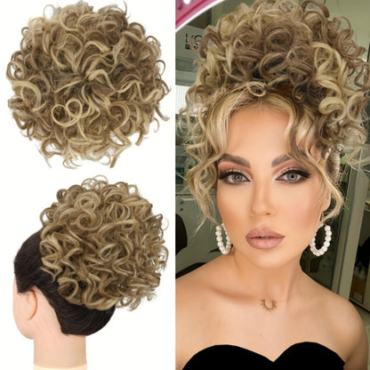 Messy Bun Hairpiece Drawstring Loose Curly Clip In Hair Extension Scrunchie Fake Bun Ponytail Updo Women 10 Inch Thick Voluminous Brown Dark Blonde All Hair Types