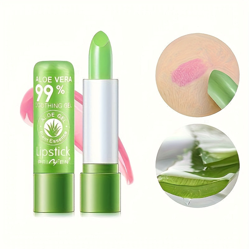 6-pack Aloe Color Changing Lipstick, Long-lasting Moisturizing Constant Temperature Color Changing Aloe Lipstick, Green Lipstick Turns Pink Magic Lipstick Makeup