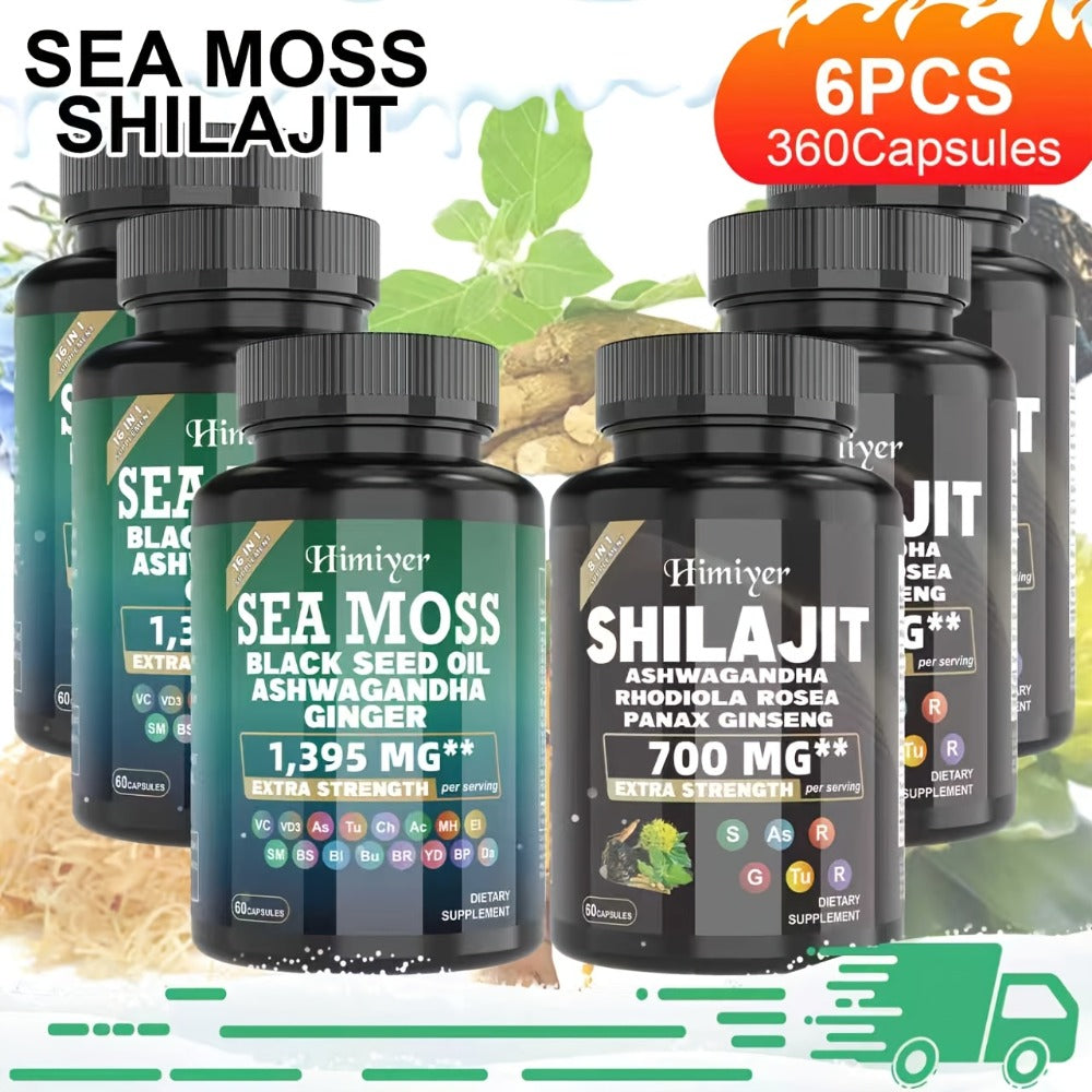 2|6pcs=Buy 2 Get 1 Free, Sports Nutrition Bundle Set, Seamoss Southern Drunk Nightonnax Capsules And Shilaijit Capsules Double Power Bundle, Super Golden Combination, Sports Nutrition, Support, Bone Support, Relaxation, Focus