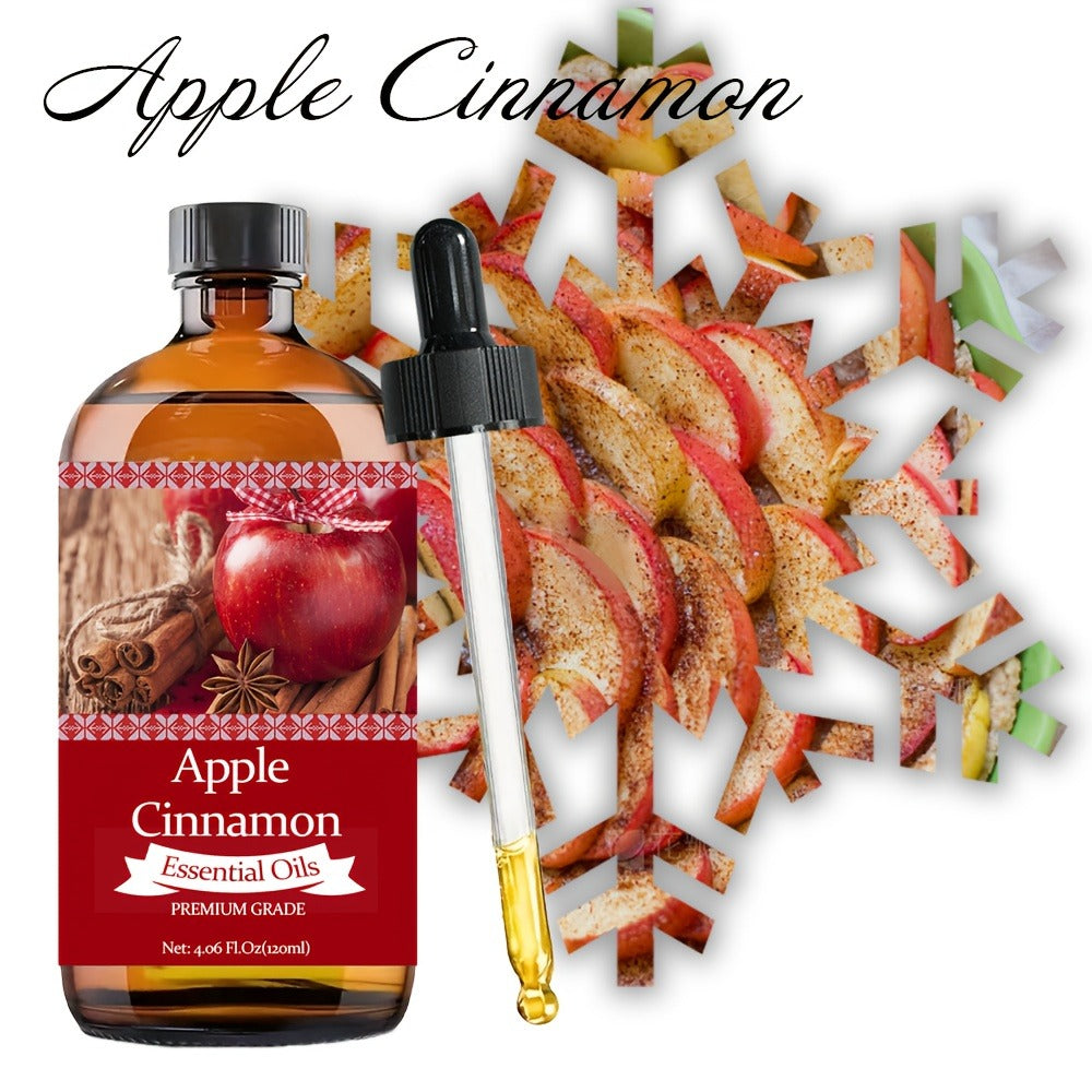 Apple & Cinnamon Essential Oil - Christmas Gift - 120ml/4.06fl.oz - Perfume Oil - 100% Pure Care Grade for Nail, Hair & Skin Care, Massage, Moisturizing Massage Essential Oil for Men & Women, Gift, Perfect Christmas Gift