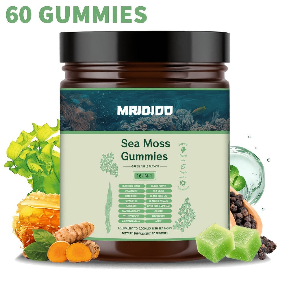 Sea Moss, Turmeric, Ashwagandha, Black Seed And Other Herbal Essence, 30gummies/60gummies