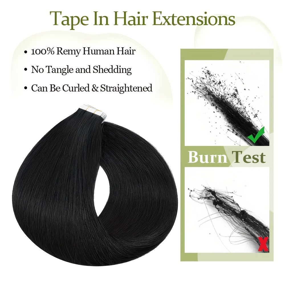 10pcs (10pcs Each) Brazilian Remy Human Hair Tape-In Extensions - Natural Straight Hair 12" 14" 16" 18" 20" 22" 24" Lengths, Invisible Tape-In Weft, 100% for Men &, Blonde/Brown/Blonde Ombre Highlights (Seamless Blending