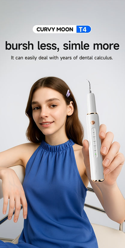 Electric Tooth Cleaner 5-Speed Ultrasonic Tartar Remover USB Rechargeable IPX6 Waterproof Dental Scaler with LED Light Mirror 2 Tips Plaque Stain Removal Tool for Home Oral Care