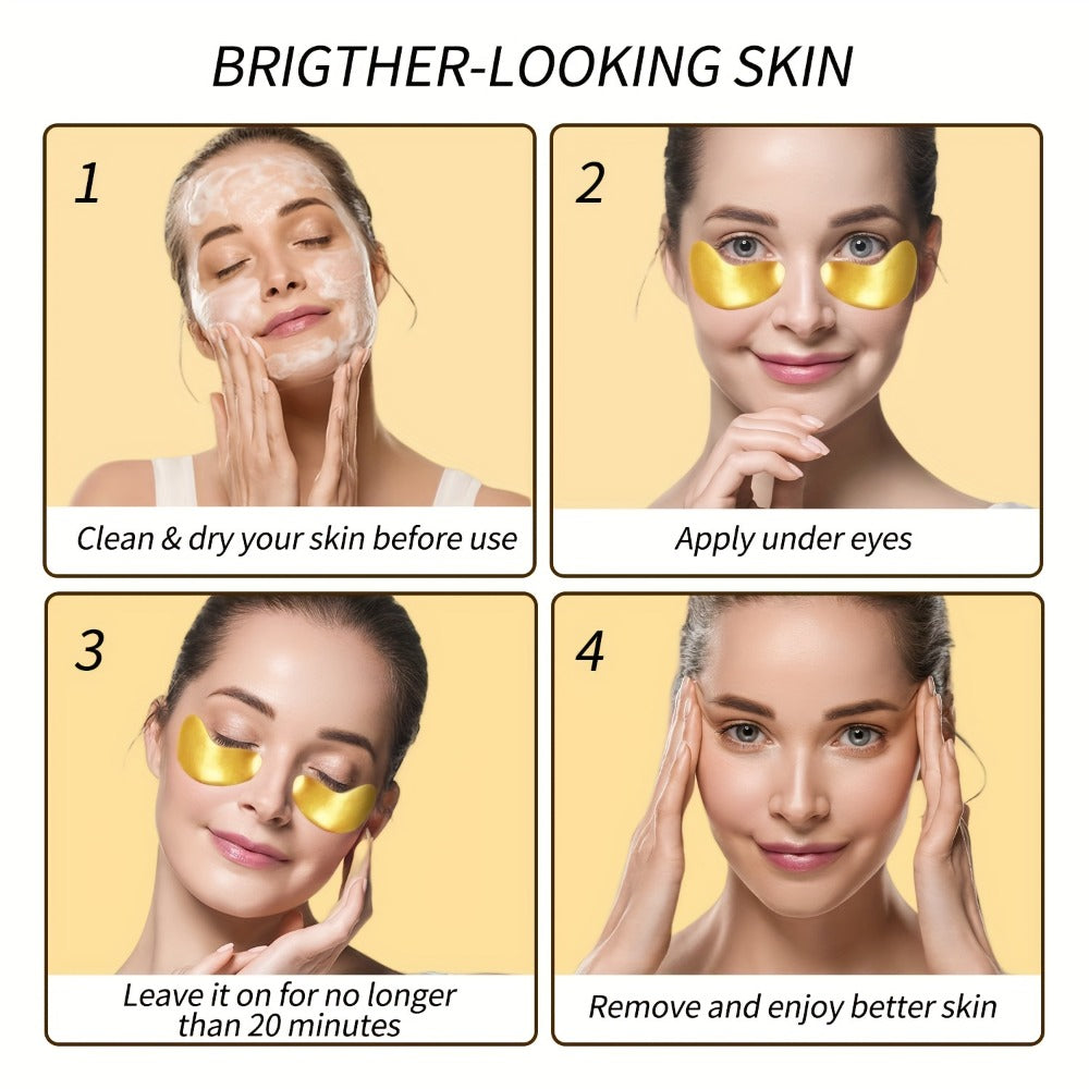 Golden Eye Mask (24 Pairs), Collagen Eye Patches, Make Skin Look Smoother & Firmer, Suitable for All Skin Types, The Look Of Fine Lines & Wrinkles, Korean Skincare Products, Autumn & Winter Skincare Products, Christmas And Halloween Gifts