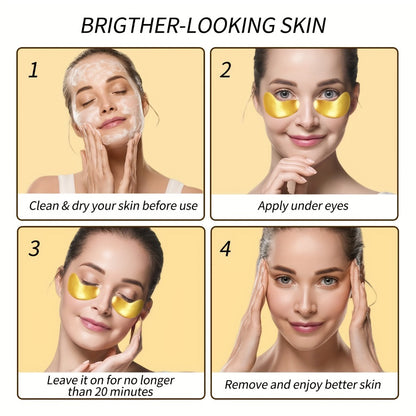 24K Gold Eye Mask 24 Pairs - Collagen Under Eye Patches for Fine Lines, Wrinkles, Puffiness & Firming, Hyaluronic Acid Korean Skincare for All Skin Types