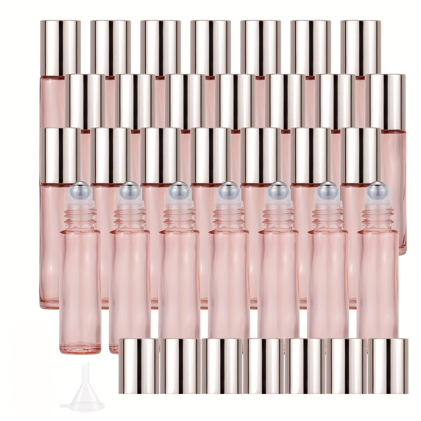 Essential Oil Roller Bottles 28-Pack – 10ml Refillable Glass Roll-On Perfume Bottles with Stainless Steel Roller Balls, Caps & Funnel – Leak-Proof Travel Containers for DIY Fragrance & Aromatherapy