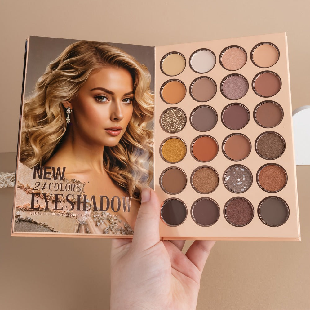 Eyeshadow Palette Blush Highlighter Loose Powder 3-in-1 Compact Makeup Palette, Book-style Folding Design, Holiday Gift Set for Women