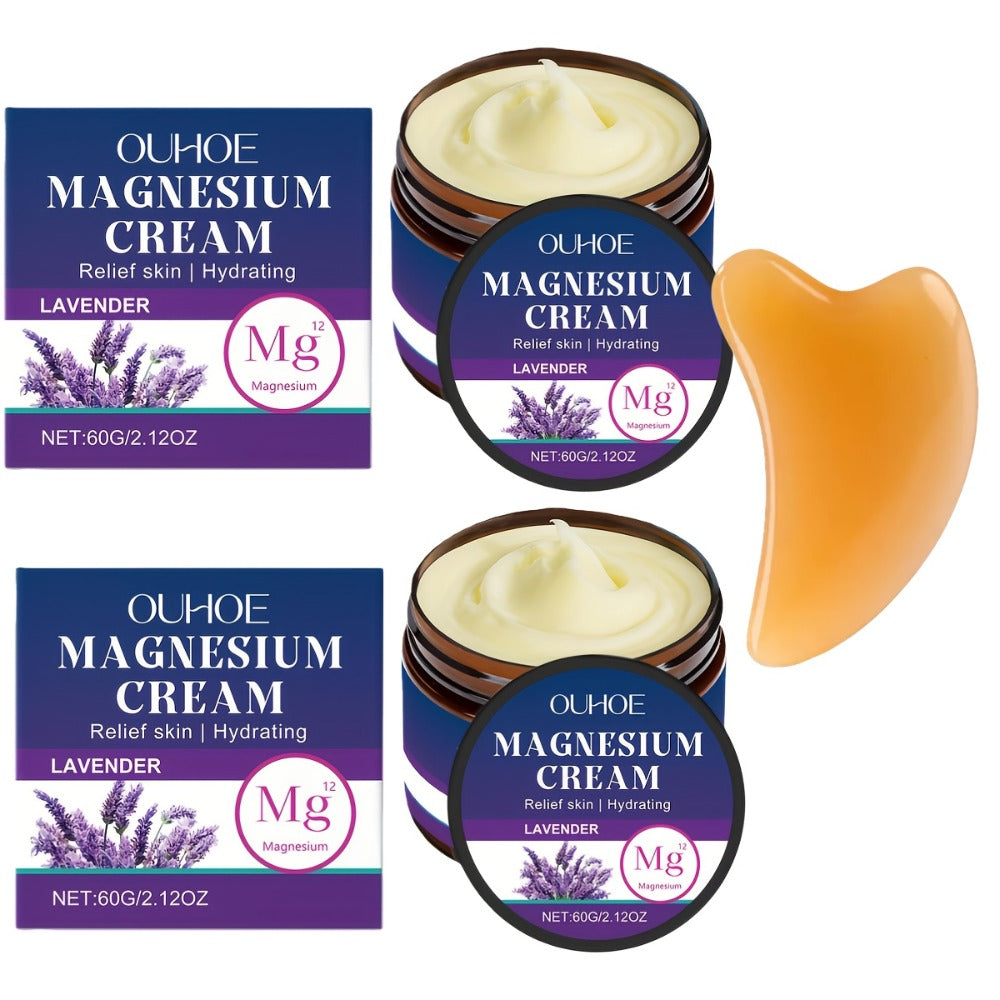 Purchase One And Receive Another for at No Cost, Featuring a Magnesium Cream for Body Massage, a Lavender Body Cream That Provides Long-Lasting Hydration, Enriched with Plant Squalane, a Moisturizing Formula Tailored for Athletes And Seniors