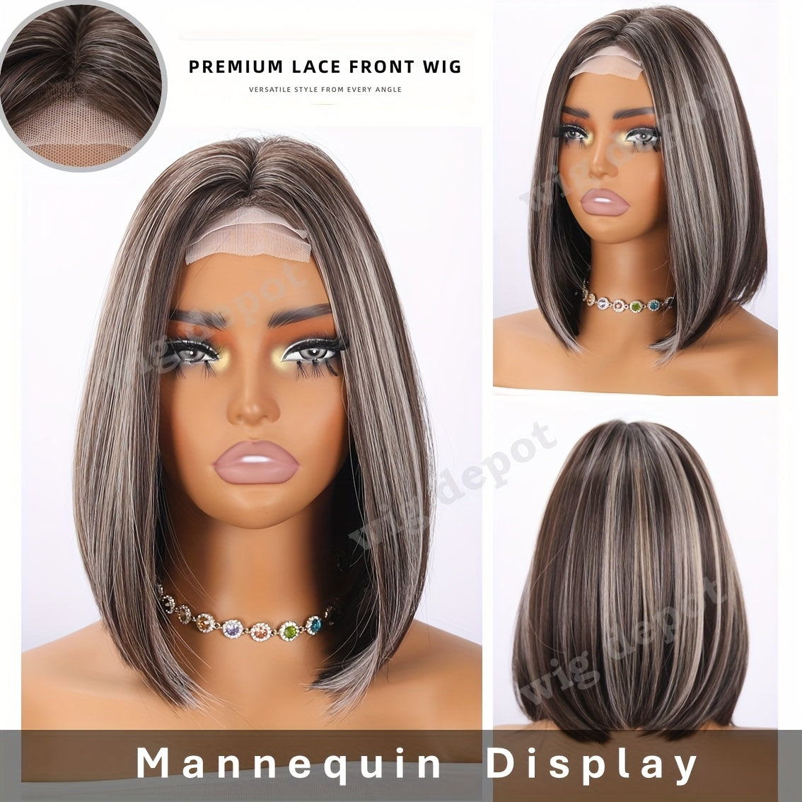 Ombre Platinum Blonde Bob Cut Wig with Middle Part, 4X1U Lace Front, Density, Rose Net Cap Comfortable And Looking Wig Perfect for Parties, Cosplay, And Everyday Wear