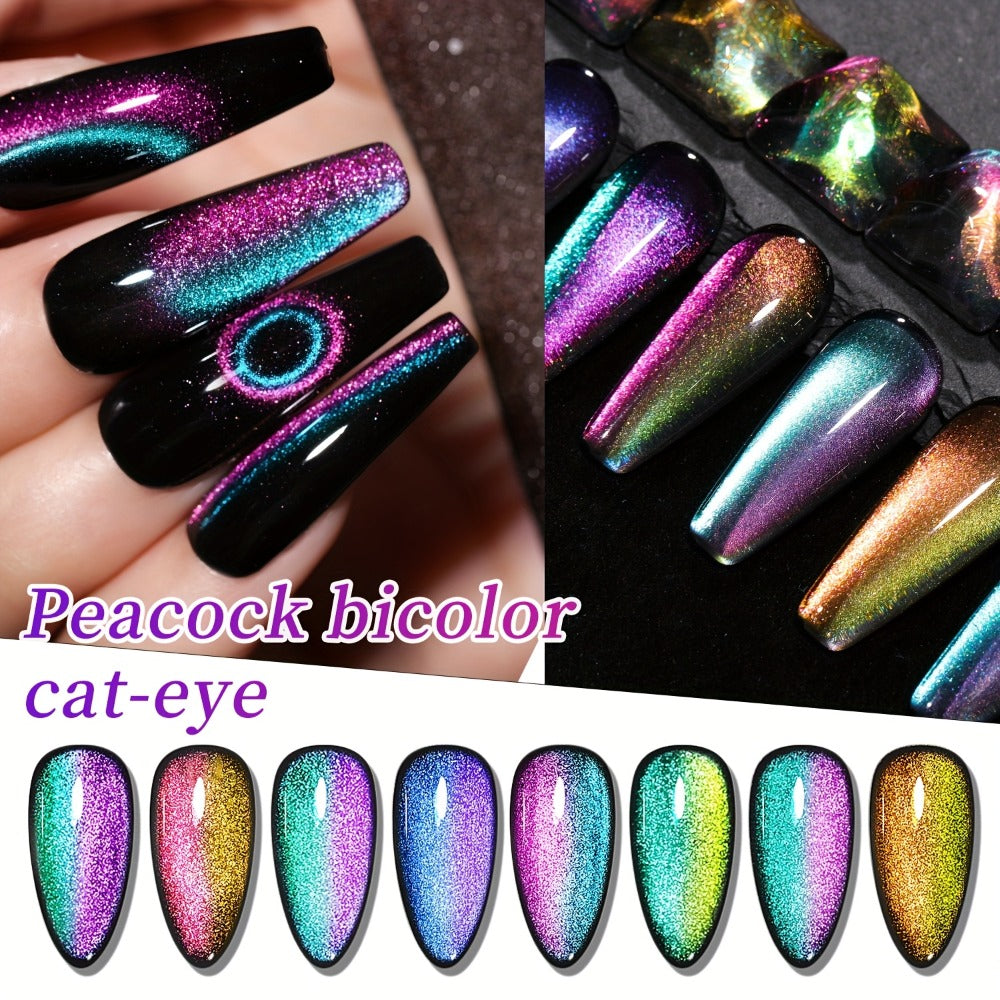 Cat Eye Nail Polish Set 8Colors 0.51oz Reflective Cat'S Eye Nail Gel Soaking LED Gel Salon Female Nail Art Tools Fashion Holographic Nail Art
