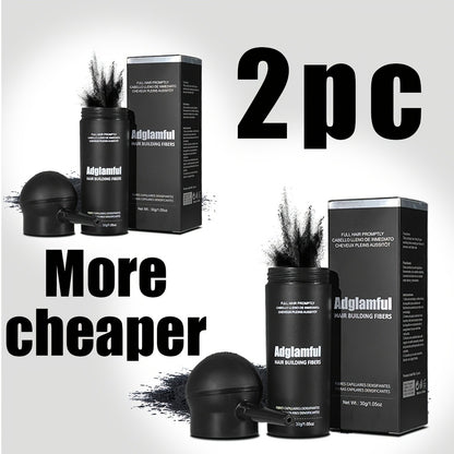 Hair Volumizing Fibers 2-in-1 Kit 30g x 2pcs - Adglamful Instant Volume for Sparse Hair, Fills Part Lines & Hairlines, Men & Women, Black & Dark Brown