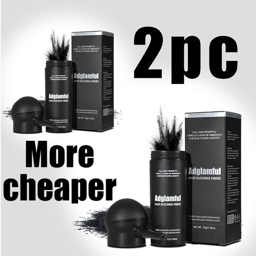 Hair Volumizing Fibers 2-in-1 Kit 30g x 2pcs - Adglamful Instant Volume for Sparse Hair, Fills Part Lines & Hairlines, Men & Women, Black & Dark Brown