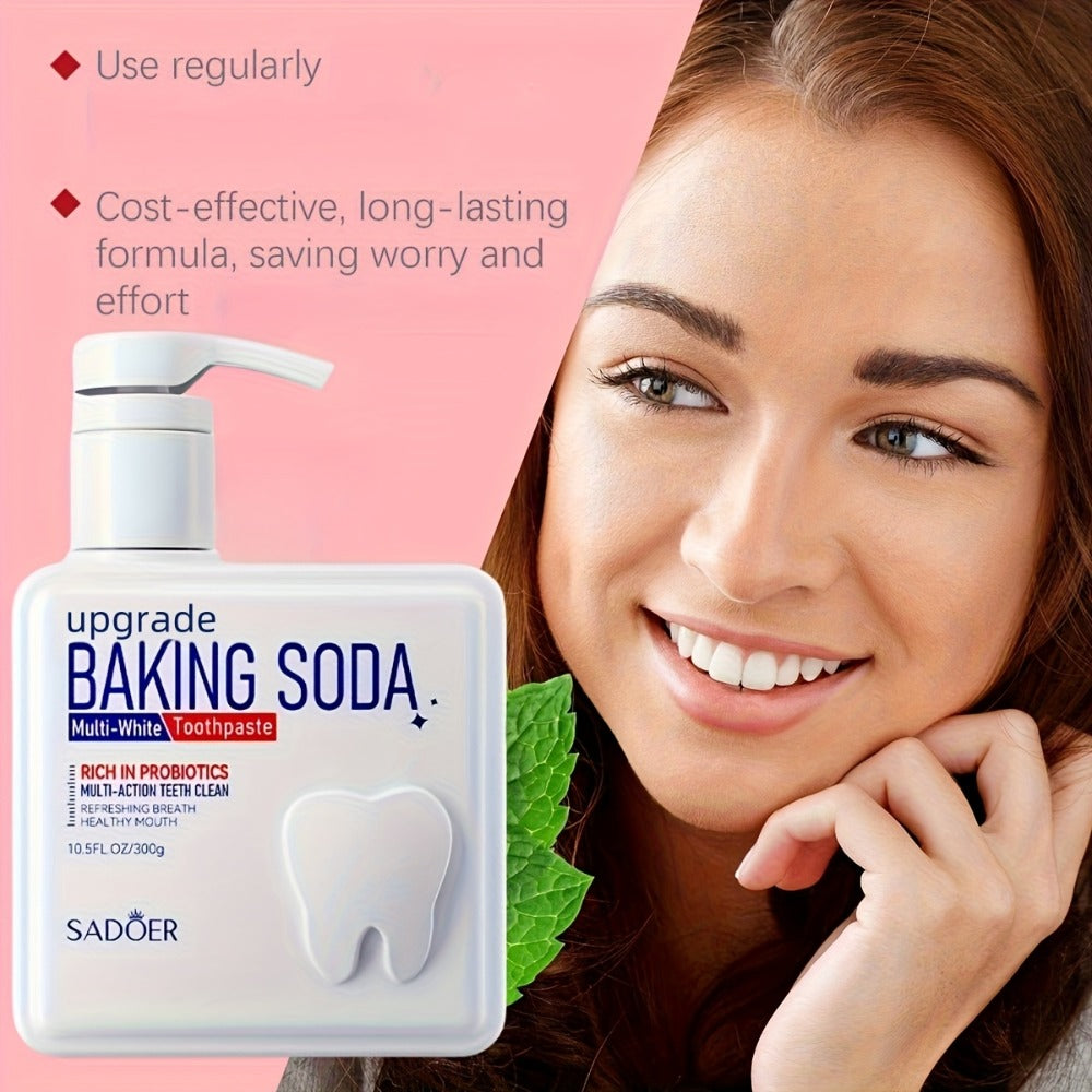 Large Capacity 300g Household Toothpaste, Pump Dispenser, Probiotic Containing Baking Soda Toothpaste, Deep Cleaning, Basic Cleaning, And Brightening, Fresh Breath, Thanksgiving Gifts for Family And Friends