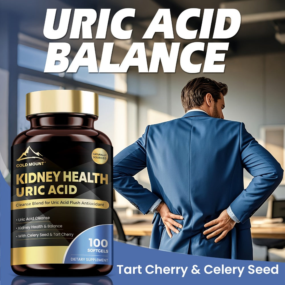 Cold Mount Uric Acid Balance Supplement, Kidney Health, Cardiovascular Health, Antioxidant, With Tart Cherry, Celery Seed & Citric Acid, 100 Soft Capsules, 50 Day Supply
