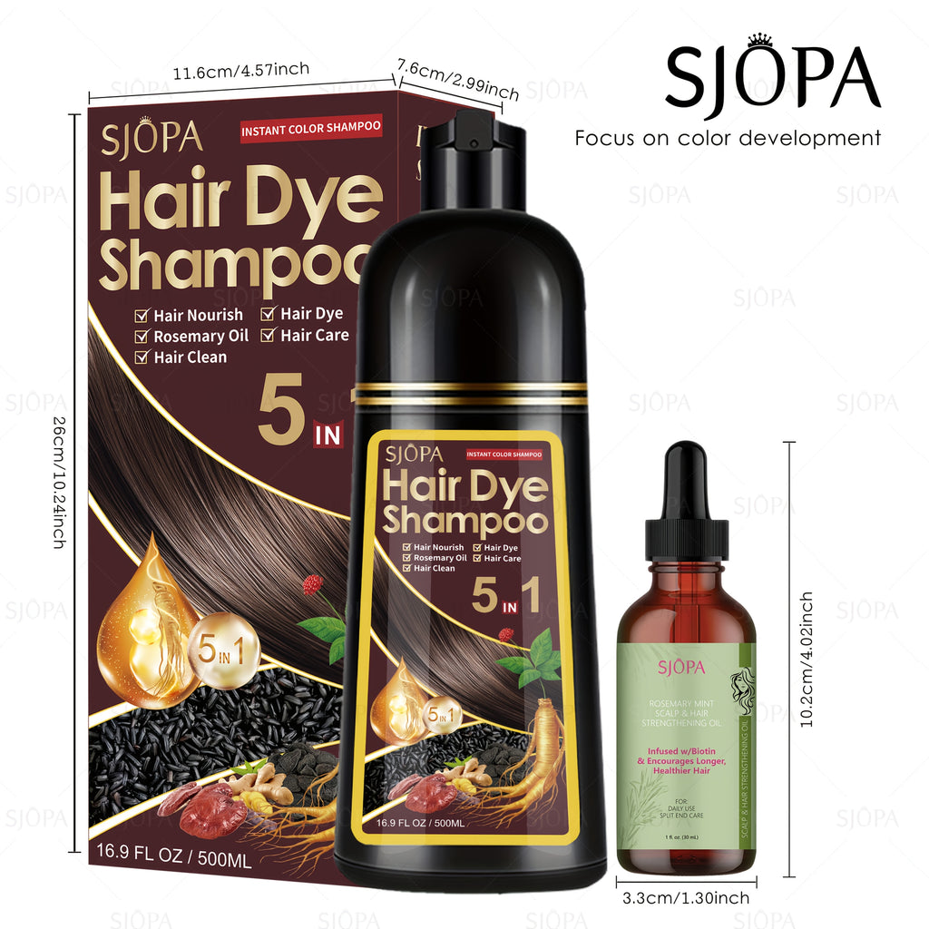 Hair Dyeing Kit, 16.91 Oz Hair Dyeing Shampoo, 3 in 1, 0.03/1.01 Oz Rosemary Hair Care Oil, Gentle on Skin, Natural And Safe Formula, Quick Hair Dyeing Oil The Perfect Christmas Gift