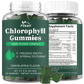 Ftsall Chlorophyll Gummies with Vitamin C, D3, E, B12, Zinc And Irish Sea Moss, Sambucus Elderberry, Echinacea, Apple Cider Vinegar, Freshens Breath Natural Body Deodorizing Supplement, Chlorophyll Herbal Gummies for Women Men Apple Flavor 60 Count