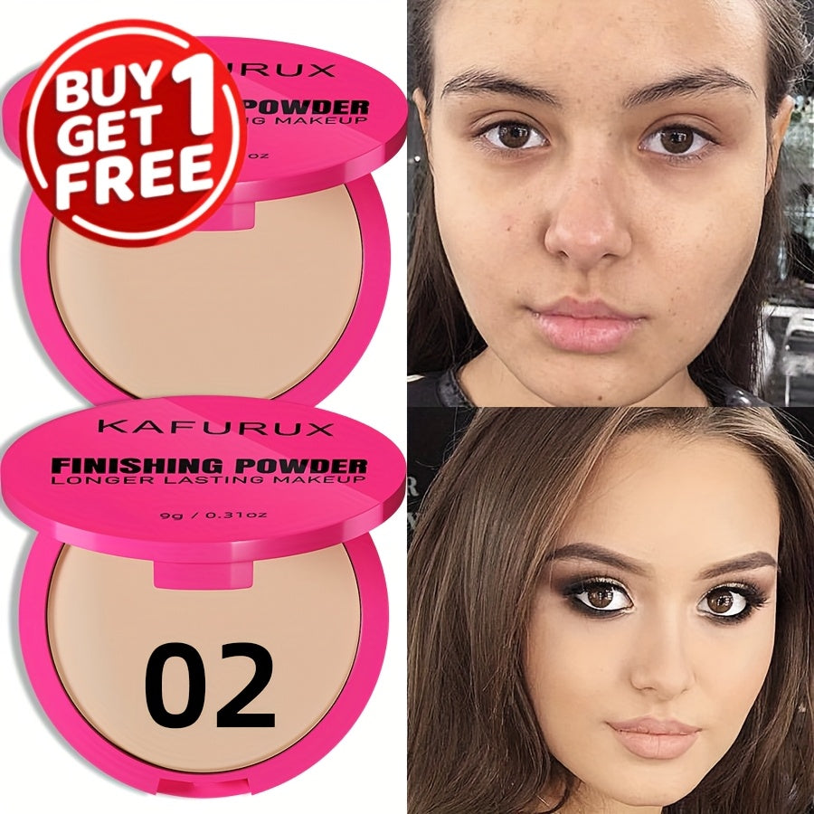 Pressed Powder Foundation 2PCS Set – Lightweight, Waterproof & Sweatproof Concealer Makeup, Non-Sticky Non-Drying Formula, Long-Lasting Coverage for All Skin Types, 5 Shades