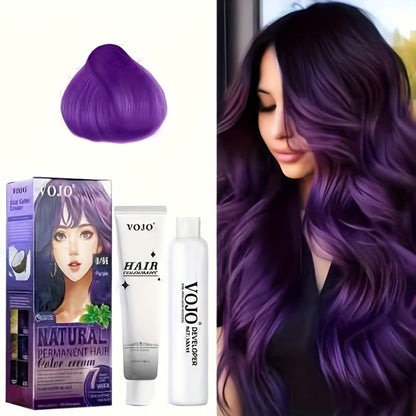 Hair Dye Kit Permanent Hair Color Cream with Developer & Applicator Tools - 12 Vibrant Shades Bleach Blonde Ash Grey Blue Brown Purple Pink Red Golden Black Long-Lasting At-Home Coloring Set