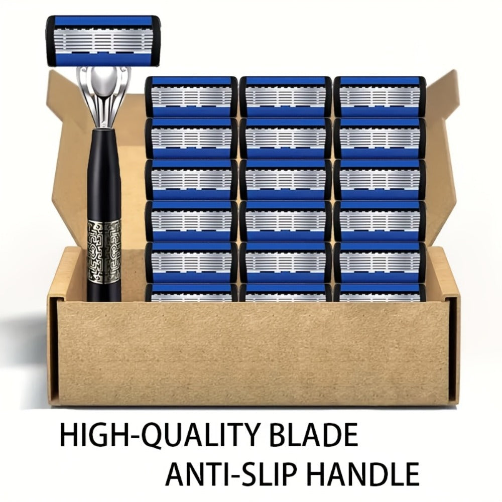 This Super Smooth And Fashionable Razor Features 36/72 Ultra-sharp And Replaceable Stainless Steel Blades, Which Are Sharp, Smooth And Safe. with 2 Anti-slip And Comfortable Handles, It Is An Indispensable Shaving Accessory for Men