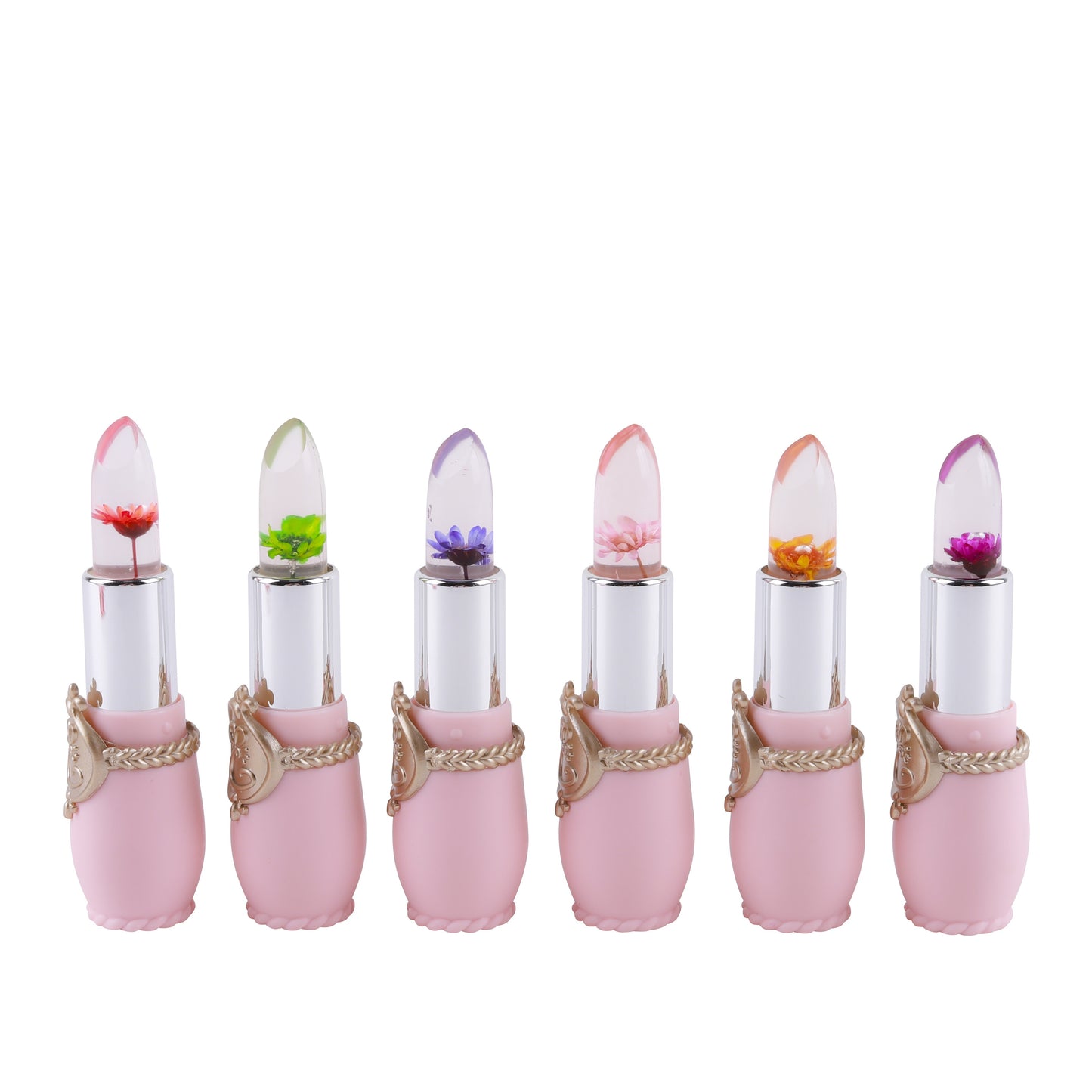 Flower Jelly Lipstick Set 6pcs Color Changing Lip Balm Thermostat Moisturizing Long Lasting Peach Flavor Lip Care Gift for Women