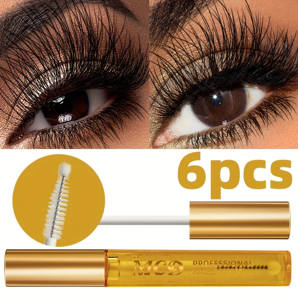 Eyelash Serum 6-Pack - Natural Ingredients Lash Growth & Enhancement Gel Formula, Moisturizing Conditioning Curling Effect, Longer Fuller Lashes for Women, Beginner-Friendly Daily Lash Care Set, Sensitive Eyes