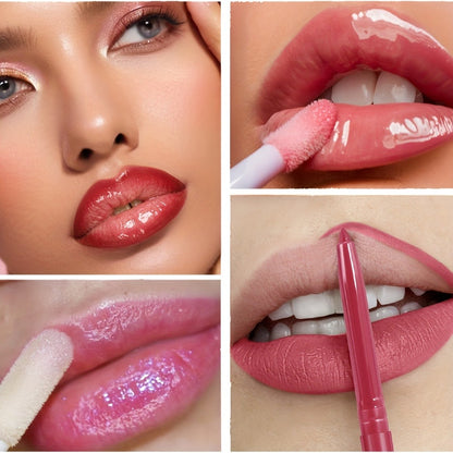 Lip Gloss and Lip Liner Set 13-Piece Matte Non-Stick Waterproof Long-Lasting Moisturizing Lip Glaze Combo Kit Beauty Gift for Women