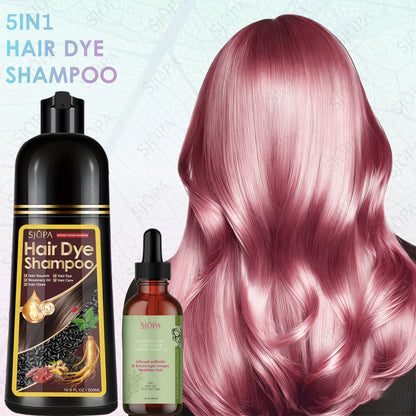 Hair Dye Coloring Shampoo 5-in-1 Upgraded - SJOPA Hibiscus Oil, Squalane & Glycerin, Quick Color & Nourishing, Gentle Skin-Safe, 12 Shades, 16.91oz