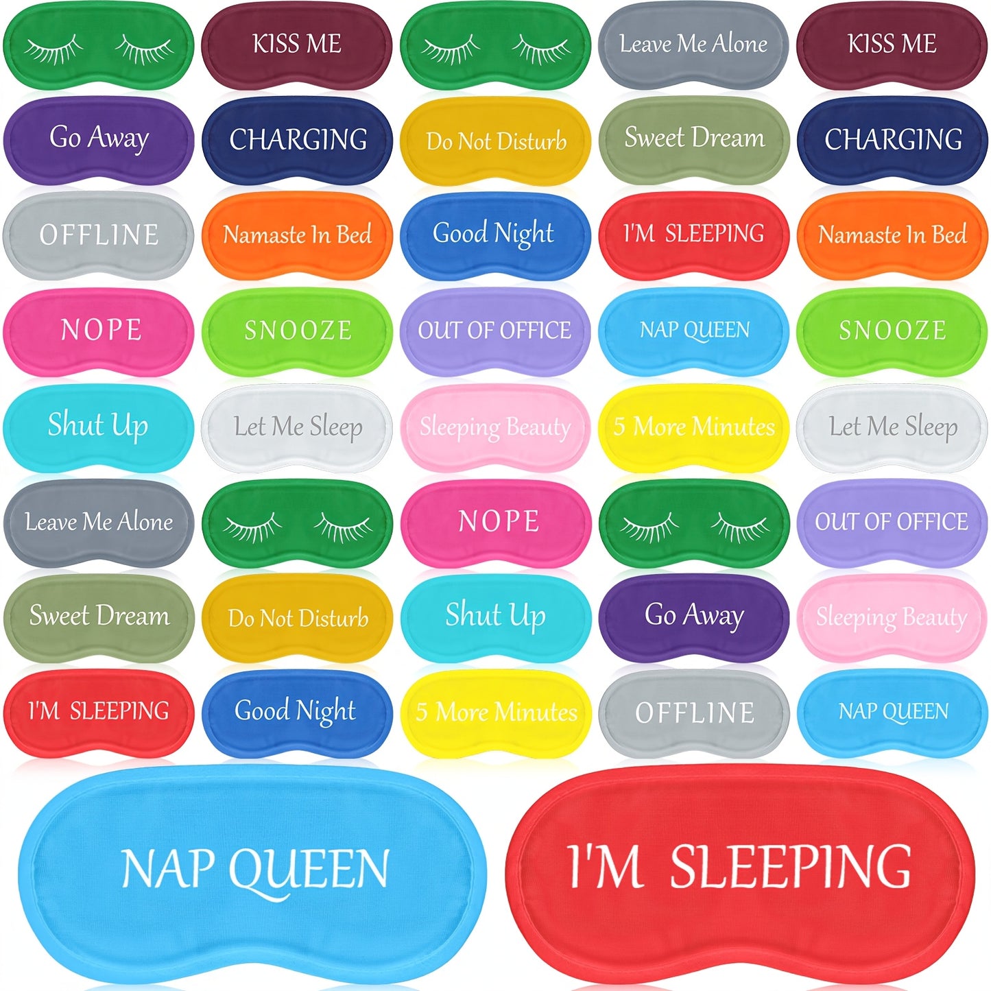 Sleep Eye Mask Bulk 40pcs Blackout Blindfold Soft Adjustable Strap Funny Colorful Designs for Women Men Travel Nap Meditation Party Favors Gift Set