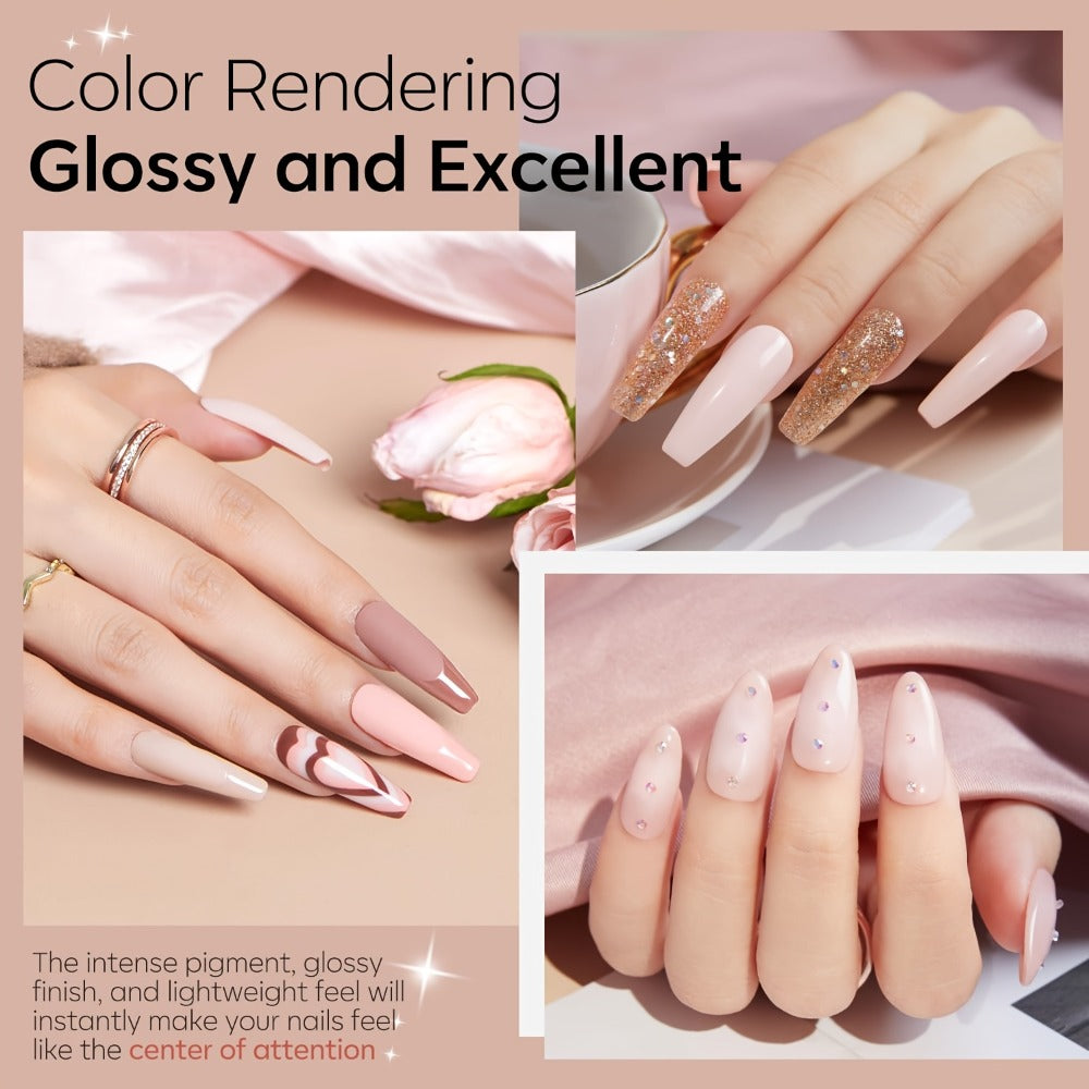 11pcs Dip Powder Nail Kit for Beginners Featuring 4 Shades of Nude Skin Tones, Golden Glitter, And Neutral Acrylic Dipping Powder. Includes Base Coat, Top Coat, And Activator for French Nail Art, Making It a Perfect Gift for Mothers