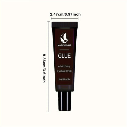 Nail Glue Extra Strong Fast Drying - 4 x 0.35 oz Professional Press On Nail Adhesive, 10-Second Bond, No UV Light Needed, Super Hold Long-Lasting Nail Tips Glue