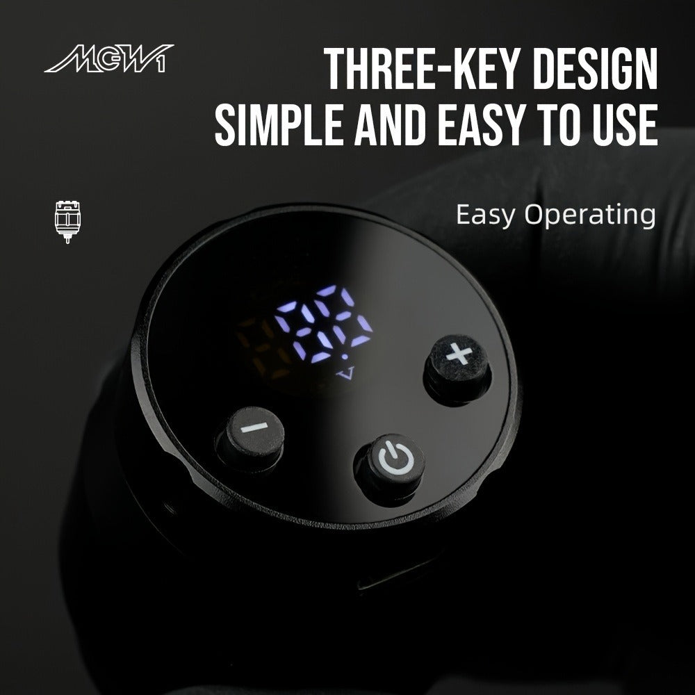 Wireless Power Supply for Tattoos, Featuring a Portable Rechargeable Motor Without Cords, Equipped with an LED Digital Display And RCA Connector, Designed for Rotary Tattoo Machines And Makeup Tools