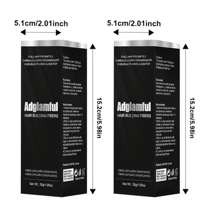 Hair Volumizing Fibers 2-in-1 Kit 30g x 2pcs - Adglamful Instant Volume for Sparse Hair, Fills Part Lines & Hairlines, Men & Women, Black & Dark Brown