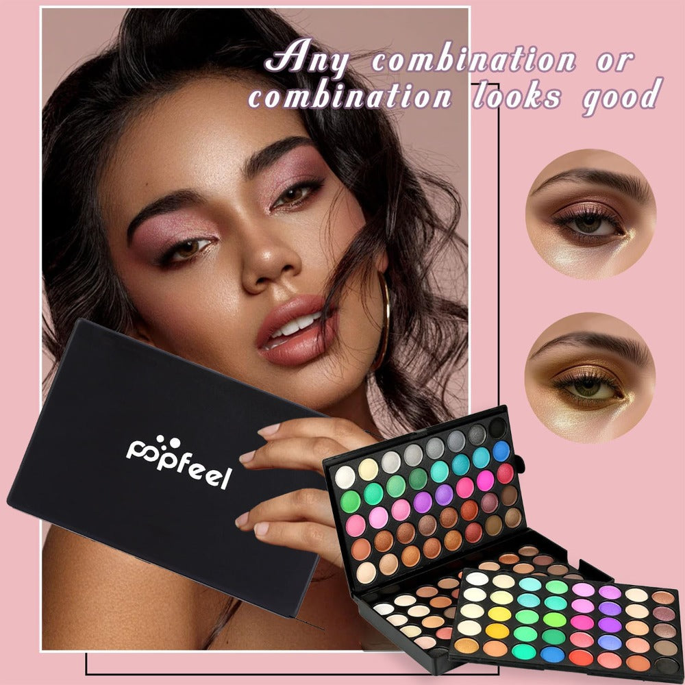 Eyeshadow Palette 120 Colors with 6 Makeup Brushes – Shimmer & Matte Multi-Color Eye Shadow Set for Stage Makeup, Cosplay, Party & Daily Glam Looks