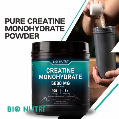 Creatine Monohydrate Powder — Pure Micronized Creatine, 5000mg Per Serving, 500g, Unflavored, Fast Dissolving Pre & Post Workout Supplement for Muscle Strength & Recovery