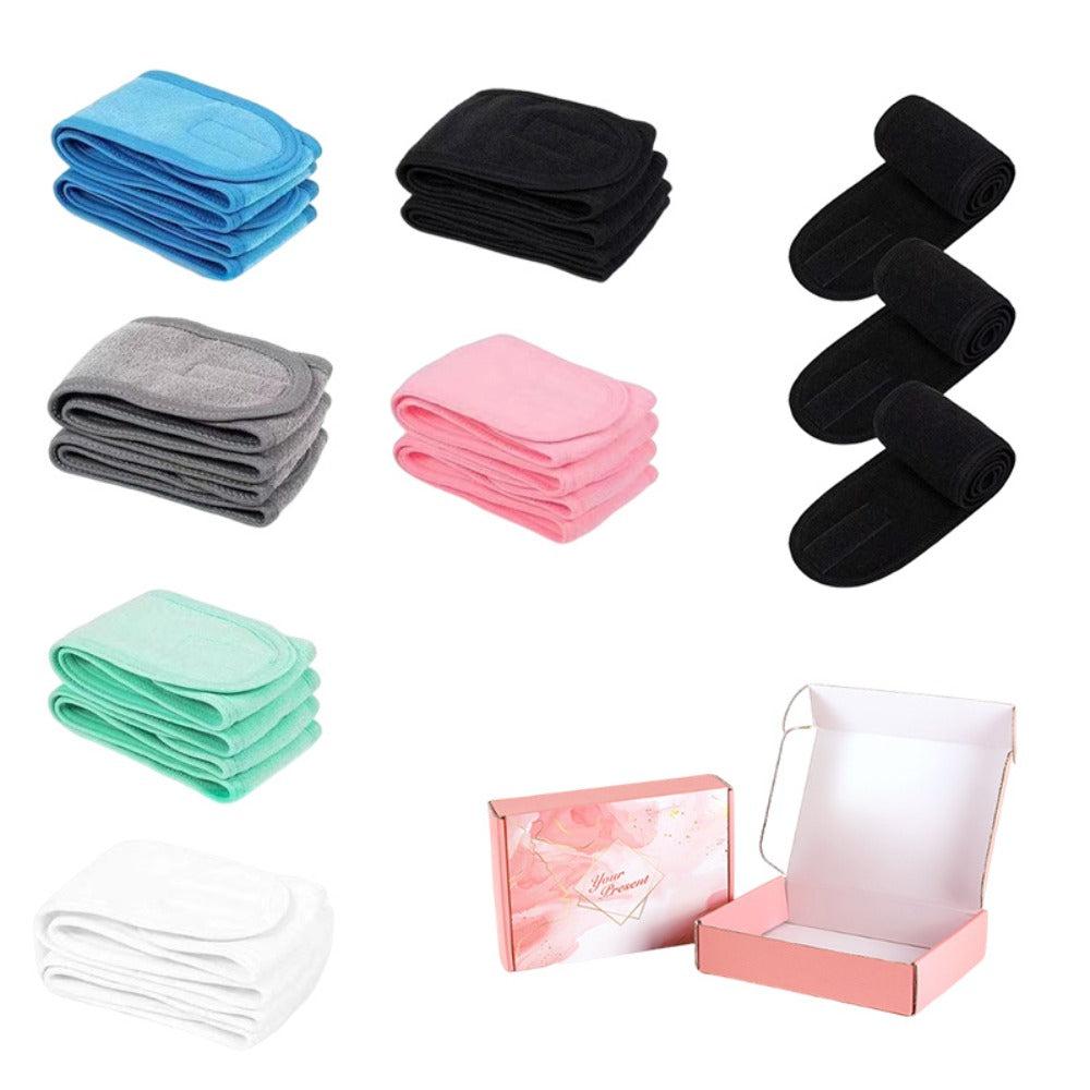 9pcs 2025 Women'S Spa Facial Headband Set Color Solid Color Adjustable Face Wash Headband Flannel Skincare Headband Makeup Headband for Face Wash, Shower, Yoga