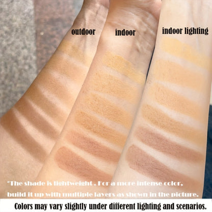Contour & Foundation Powder Palette 6 Shades Matte Full Coverage Oil Control Waterproof Blush Bronzer Highlighter with Blending Puff Light to Dark Natural Finish