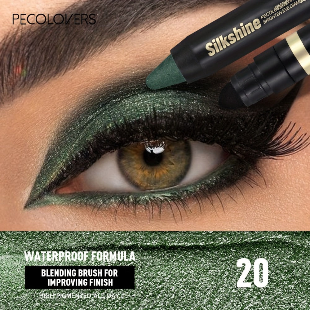 Eyeshadow Stick Set 6pcs Dual-Tipped with Brush Shimmer Glitter Eye Contouring Highlighting Pencil Multicolor Easy Apply Eye Makeup Kit