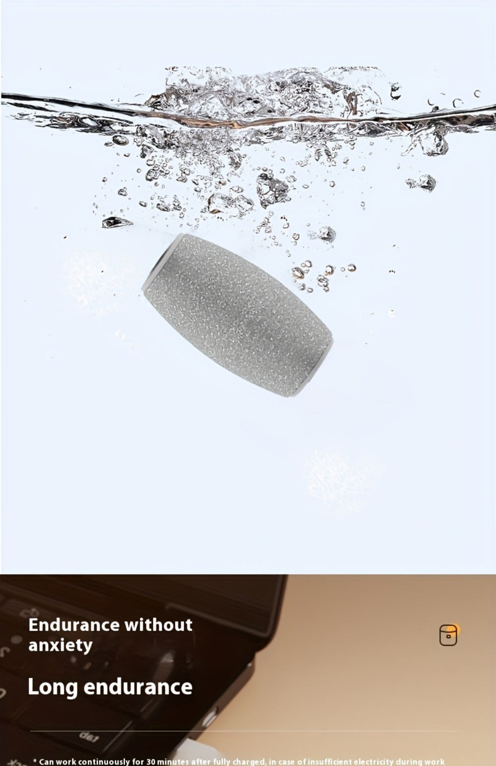 [Three Grinding Heads] Portable Rechargeable Electric Foot Grinder | Two Speeds, Thick Grinding Head for Thick Polishing, USB Charging, Easy to Use for Skin Care of Cracked and Dry Skin, Plastic Material, Battery, Brand: NUAN