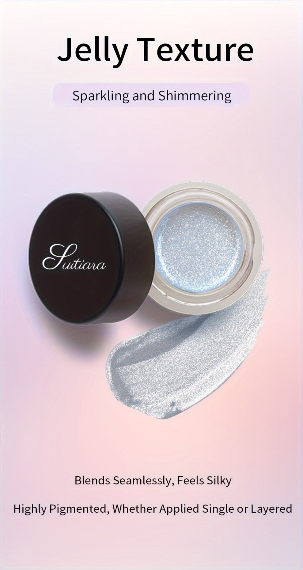 Jelly Eyeshadow Shimmer 2-Pack - Icy Cool Tone Frosty Glow, Long-Lasting Non-Creasing Blendable Gel Eye Makeup, High Shine Luminous Finish for Women, Holiday Glam