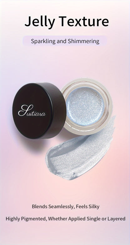 Jelly Eyeshadow Shimmer 2-Pack - Icy Cool Tone Frosty Glow, Long-Lasting Non-Creasing Blendable Gel Eye Makeup, High Shine Luminous Finish for Women, Holiday Glam
