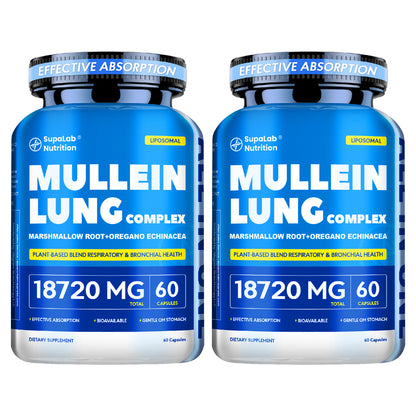 Mullein Leaf Capsules 12000mg for Lung Health & Respiratory Wellness — Quercetin for Bronchial Support, Breathing Ease, Immune Health & Seasonal Comfort | 60 Capsules