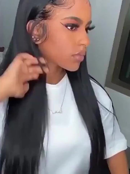 13x4 HD Lace Front Wig Human Hair 200% Density Brazilian Straight Wig Pre-Plucked Baby Hair Ear to Ear Swiss Lace Glueless Natural Hairline 8-38 Inch