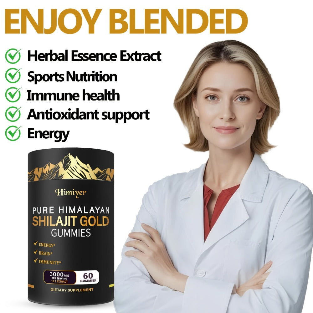 Himiyer 1|3pcs Pure Himalayan Shila Golden Gummies, Panax, Zingiber, Tribulus, Asphaltum Punjabinum (Shila) Resin Extract 10:1-Energy&Brain & Immune Health