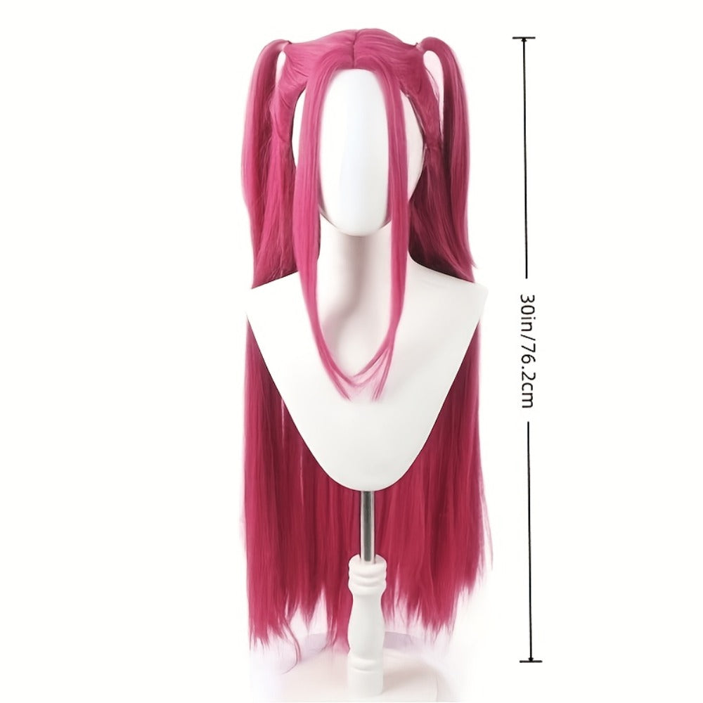 K-Pop Cosplay Wig Long Straight 30 Inch – Korean Idol Costume Hair for Halloween, Anime & K-Drama Character Dress Up, Rose Red, Purple, Black Purple Colors for Women & Girls